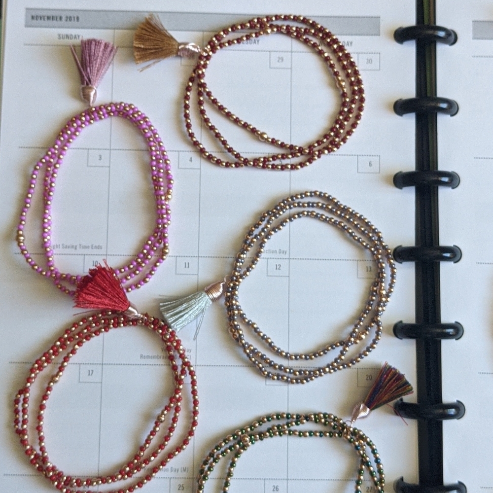 Handmade super cute 3 string beads with tassle
